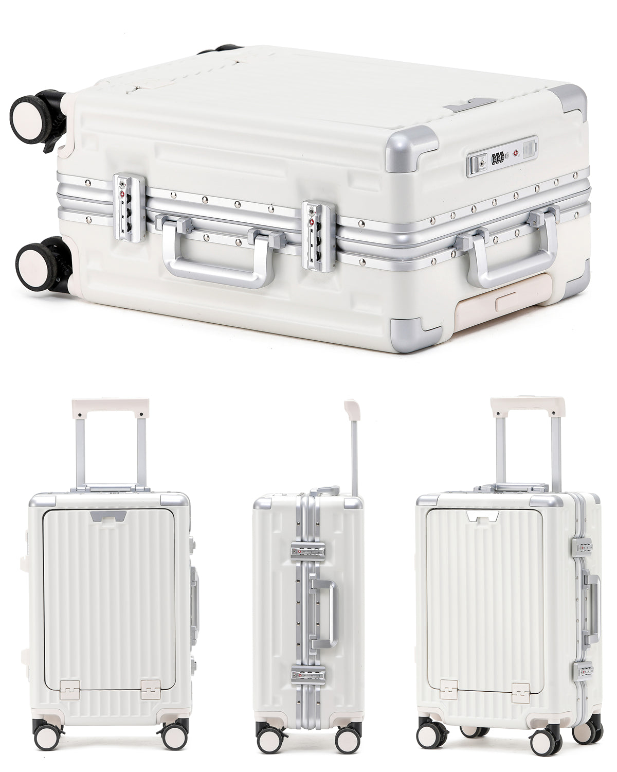 PRIME CHECKED SUITCASE WHITE | PORTABLE USB-C CHARGER