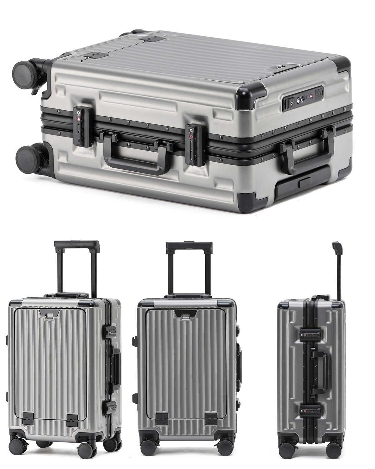 PRIME CHECKED SUITCASE GRAY | PORTABLE USB-C CHARGER
