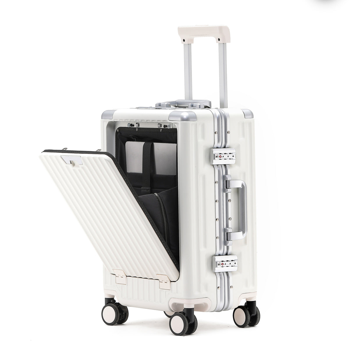 PRIME CHECKED SUITCASE WHITE | PORTABLE USB-C CHARGER